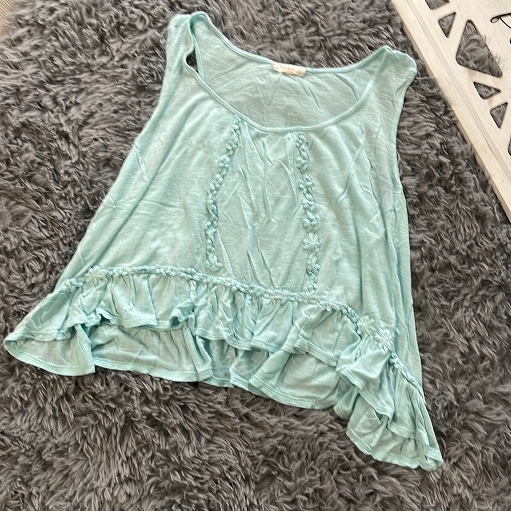 Flowey Boho Ruffle Bottom tank top With Flower Appliqués